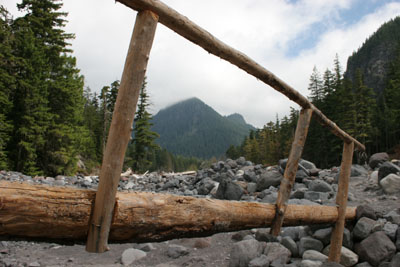 View through footbridge in the moraine